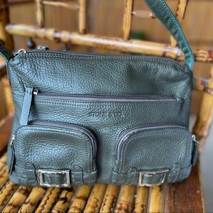 Olive Green Textured Leather Bag